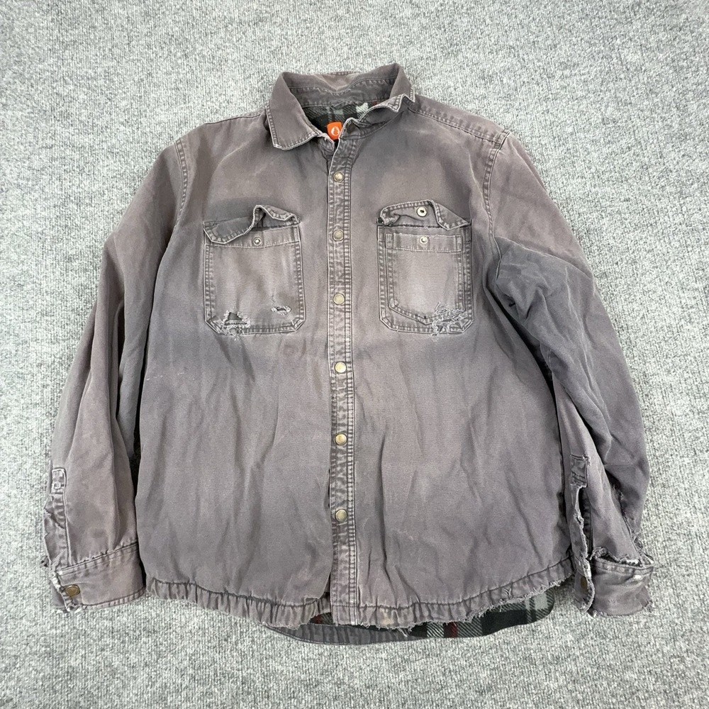 The American Outdoorsman Jacket Mens XL Gray Fleece Lined Snap Front Outdoor